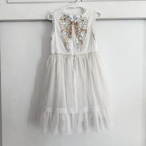 Mini Boden tule gold silver sequined  angel wings dress 4/5